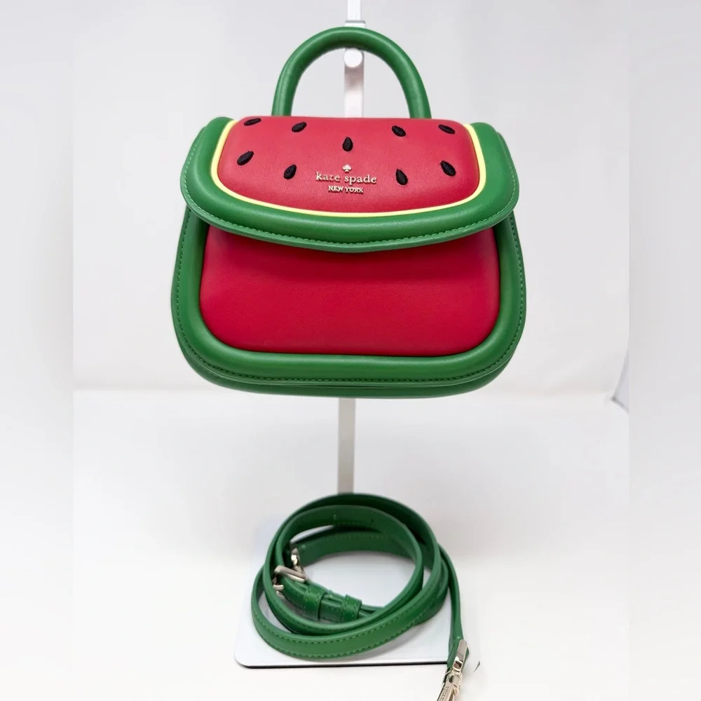Kate Spade Puffy Watermelon Mini Top Handle bag with crossbody strap - Picture 3 of 17